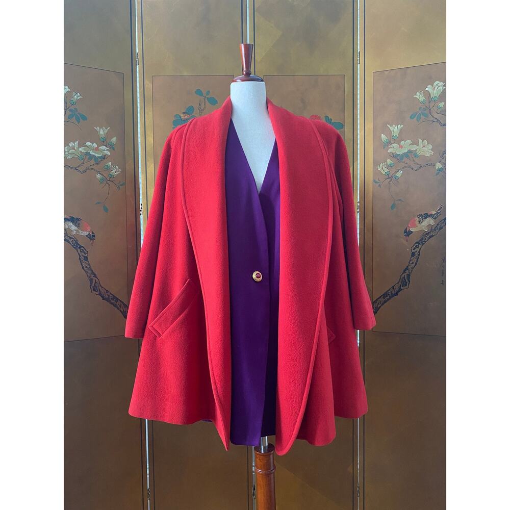 Vintage merino wool coat in bright red by Evan Picone, size 8